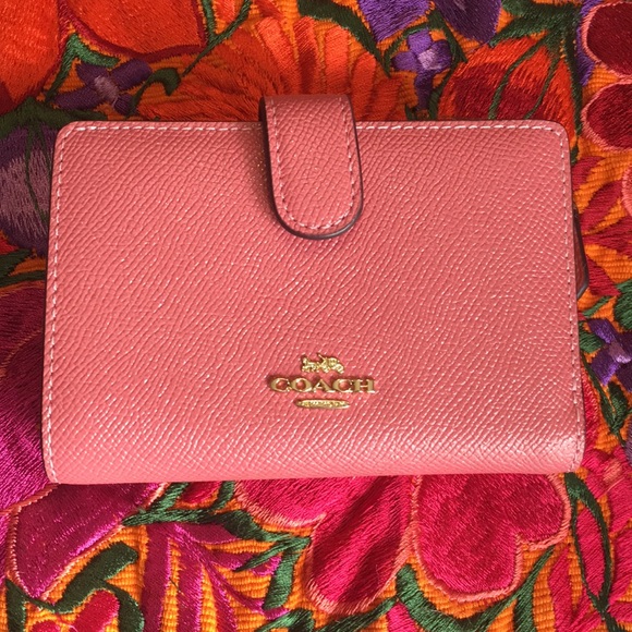 Coach Accessories - COACH glitter Crossgrain leather Peony wallet!